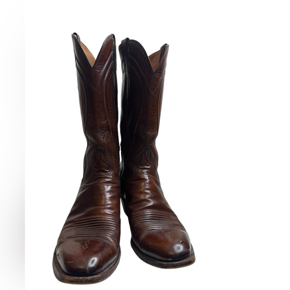 Vtg LUCCHESE 2083 Mahogany Cowgirl boots USA Sz 11C Excellent condition - Picture 14 of 16